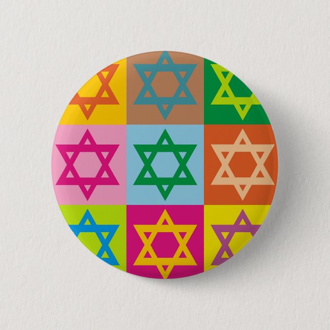 Badge Rond 5 Cm Étoile de David (Devant)