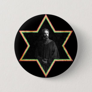 Badge Rond 5 Cm Étoile de David de Haile Selassie