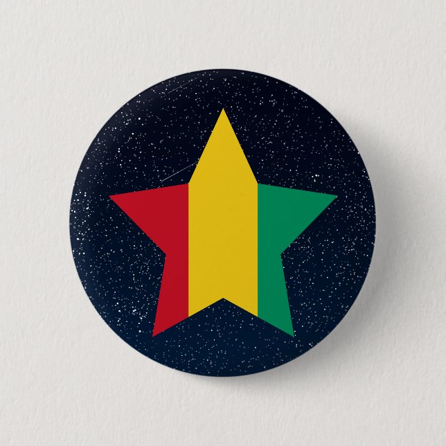 Badge Rond 5 Cm Étoile de drapeau de Guinée dans l'espace (Devant)