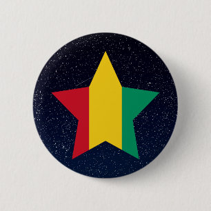 Badge Rond 5 Cm Étoile de drapeau de Guinée dans l'espace