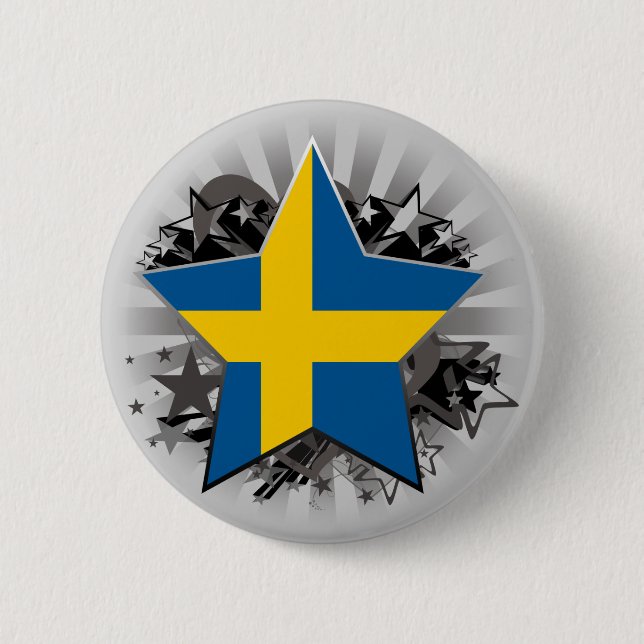 Badge Rond 5 Cm Étoile de la Suède (Devant)