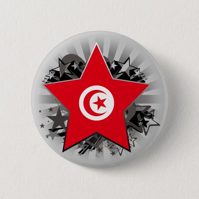 Badge Rond 5 Cm Étoile de la Tunisie (Devant)