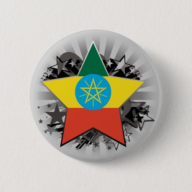 Badge Rond 5 Cm Étoile de l'Ethiopie (Devant)