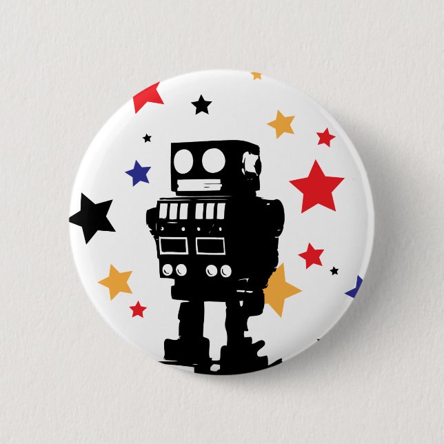 Badge Rond 5 Cm Étoile de robot (Devant)