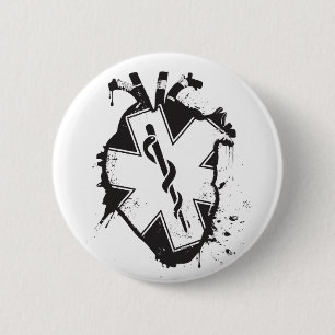 Badge Rond 5 Cm étoile de vie coeur anatomique