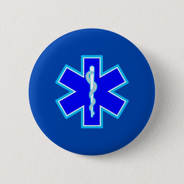 Badge Rond 5 Cm Étoile de vie Services Médicales d'urgence paraméd (Devant)