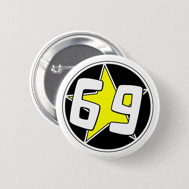 Badge Rond 5 Cm Étoile jaune 69 (Devant & derrière)