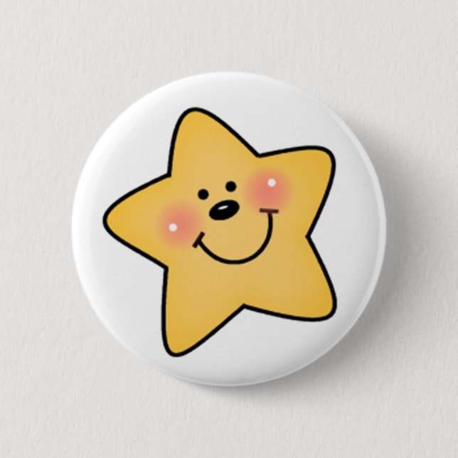 Badge Rond 5 Cm Étoile jaune de sourire (Devant)