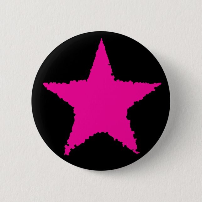 Badge Rond 5 Cm étoile rose chaude (Devant)