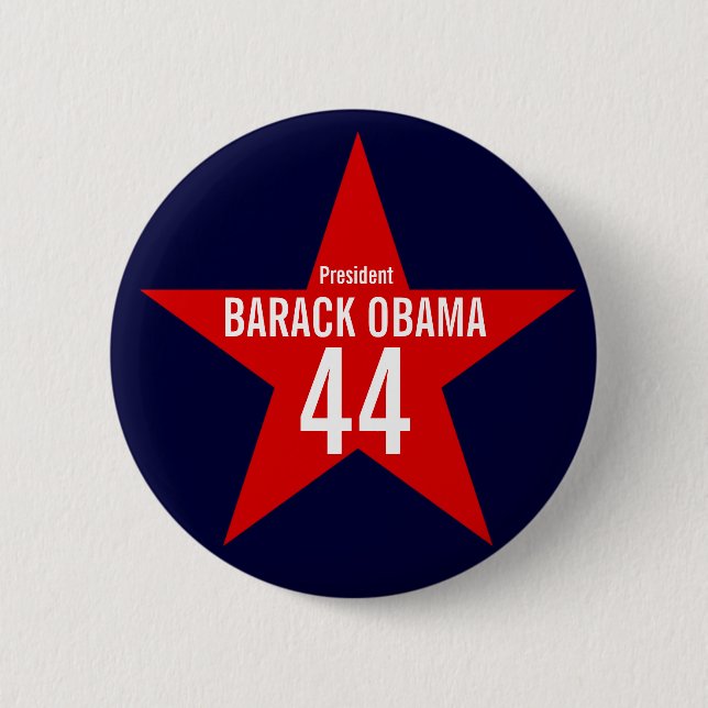 BADGE ROND 5 CM ÉTOILE ROUGE OBAMA (Devant)