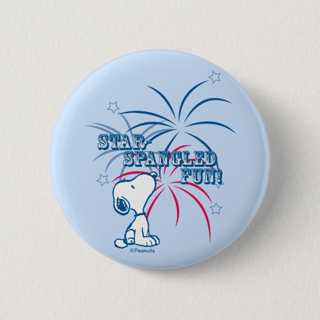 Badge Rond 5 Cm Étoile Snoopy Fun Spangé (Devant)