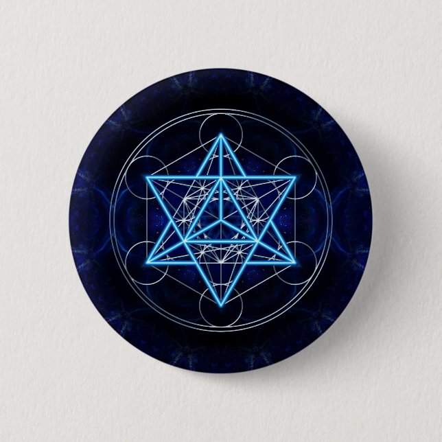 Badge Rond 5 Cm Étoile Tétraèdre de Metatron (Devant)