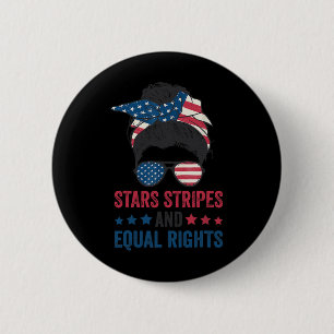 Badge Rond 5 Cm Étoiles Bandes Et Droits Égaux Femmes Du 4 Juillet