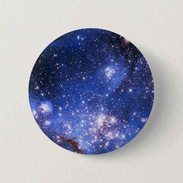 Badge Rond 5 Cm Étoiles Bleu Bleu Embrionique (Devant)