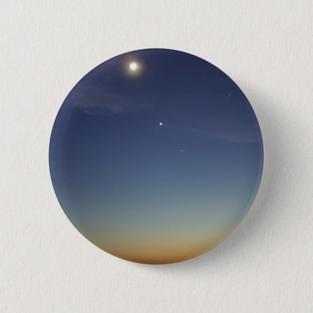 Badge Rond 5 Cm Étoiles de lune de soirée de coucher du soleil (Devant)