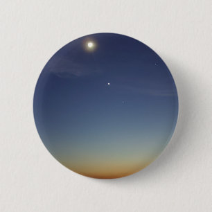 Badge Rond 5 Cm Étoiles de lune de soirée de coucher du soleil