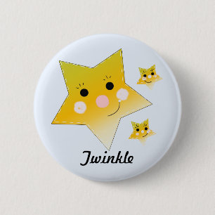 Badge Rond 5 Cm Étoiles Dorées - Scintille