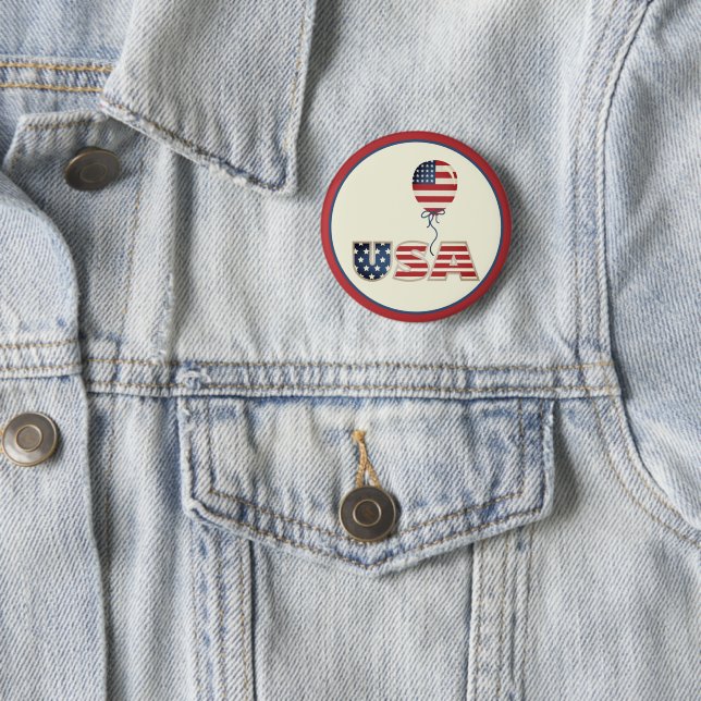 Badge Rond 5 Cm Étoiles et rayures patriotiques USA (En situation)