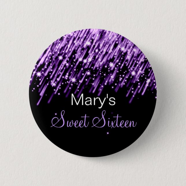 Badge Rond 5 Cm Étoiles filantes de partie de sweet sixteen (Devant)