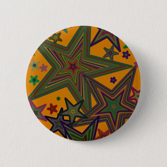 Badge Rond 5 Cm Étoiles Orange Green Party (Devant)