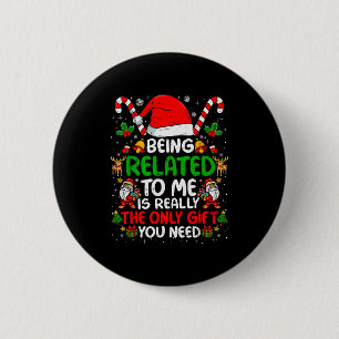 Badge Rond 5 Cm Être apparenté à moi drôle de Noël famille Xmas Pa