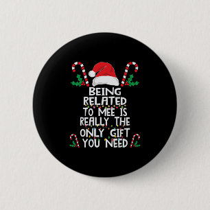 Badge Rond 5 Cm être apparenté à moi Noël pyjama famille xmas h