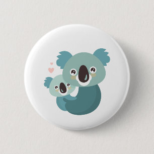 Badge Rond 5 Cm Étreindre doux de mère et de bébé de koala de
