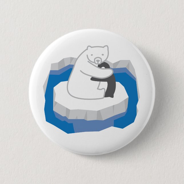 Badge Rond 5 Cm Étreinte d'ours blanc (Devant)