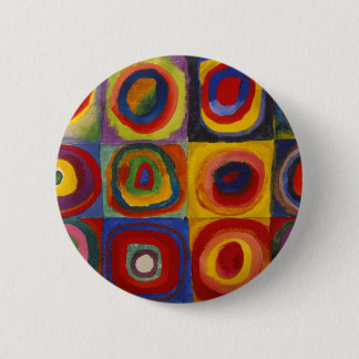 Badge Rond 5 Cm Étude de couleur des cercles Carré par Kandinsky