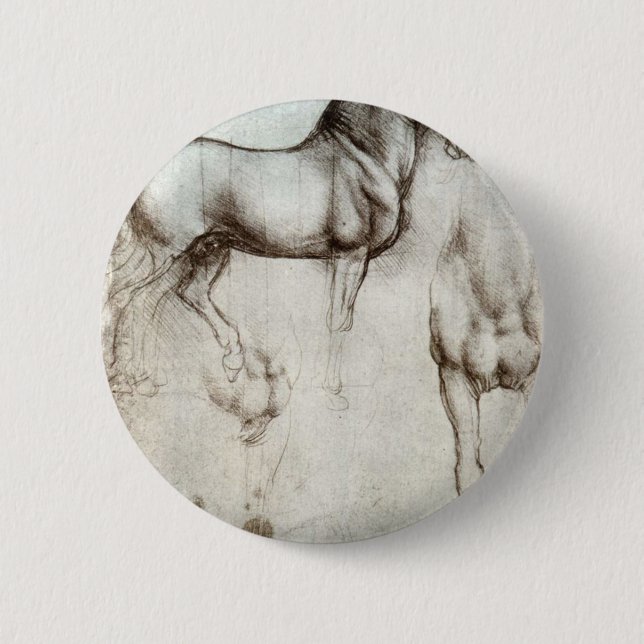 Badge Rond 5 Cm Étude des chevaux - Leonardo da Vinci (Devant)