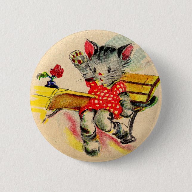 Badge Rond 5 Cm étudiant en chat kitten (Devant)