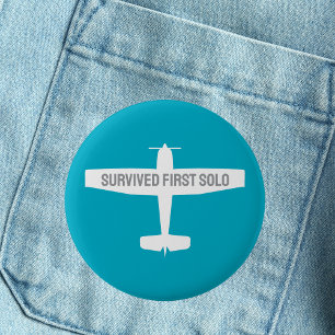 Badge Rond 5 Cm Étudiant pilote premier avion solo amusant Aviatio