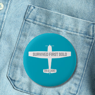 Badge Rond 5 Cm Étudiant pilote premier avion solo amusant Aviatio