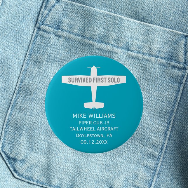 Badge Rond 5 Cm Étudiant pilote premier avion solo drôle sur mesur (Créateur téléchargé)