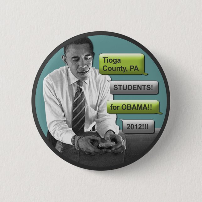 Badge Rond 5 Cm Étudiants du comté de Tioga pour Obama 2012 2,25" (Devant)