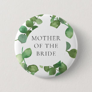 Badge Rond 5 Cm Eucalyptus Green Boho Floral Nom du Mariage