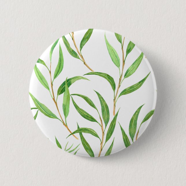 Badge Rond 5 Cm Eucalyptus motif aquarelle sur blanc (Devant)