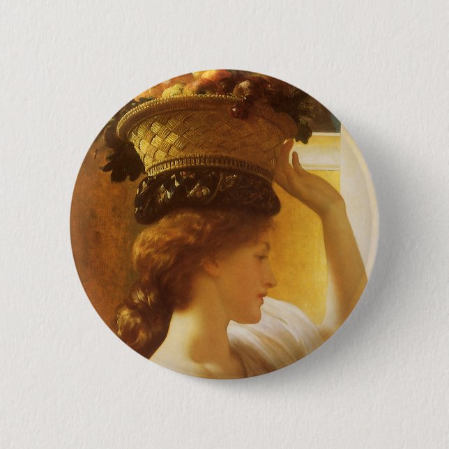 Badge Rond 5 Cm Eucharis - Fille avec un panier de fruits de Leigh (Devant)