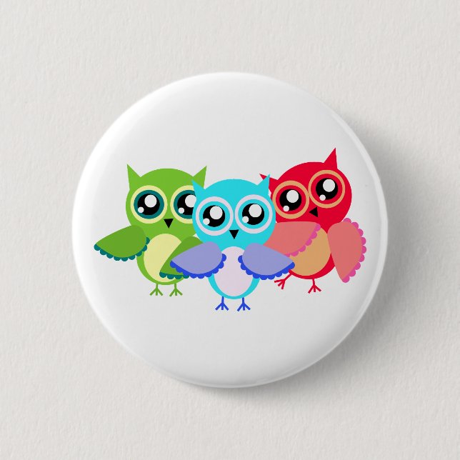 Badge Rond 5 Cm Eulen owls (Devant)