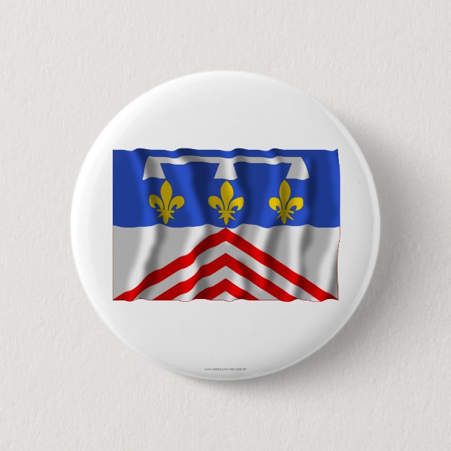 Badge Rond 5 Cm Eure-et-Loir ondulant le drapeau (Devant)