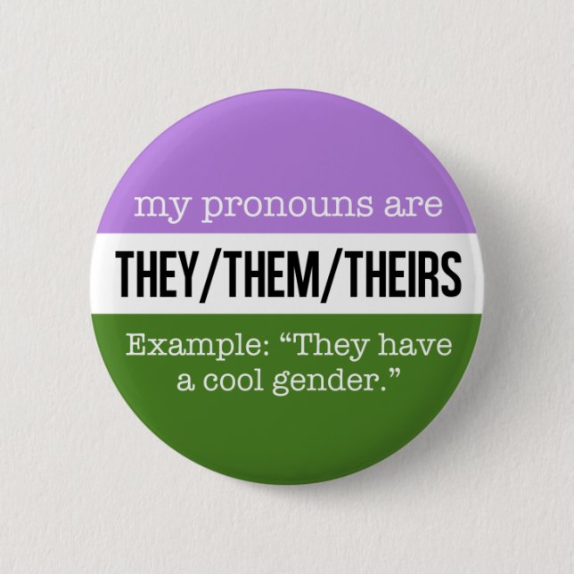 Badge Rond 5 Cm Eux/eux pronoms - drapeau de Genderqueer (Devant)