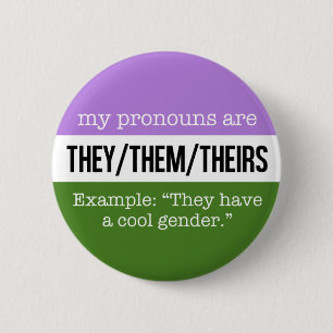 Badge Rond 5 Cm Eux/eux pronoms - drapeau de Genderqueer