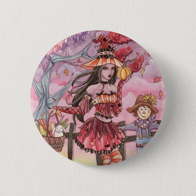 Badge Rond 5 Cm Evania - bouton de sorcière (Devant)