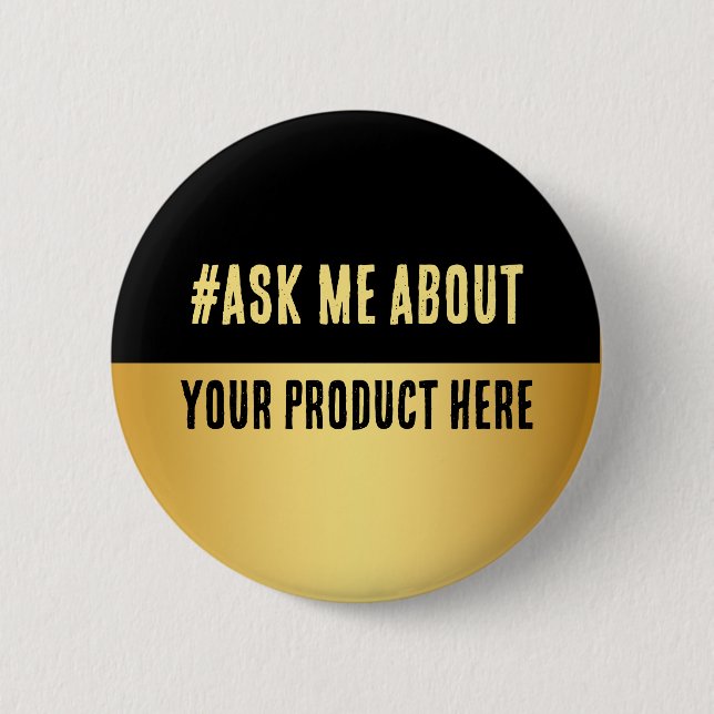 Badge Rond 5 Cm Événement de lancement commercial Black & Gold  (Devant)