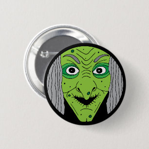 Badge Rond 5 Cm Evil Wicked Witch Face Enfants Halloween