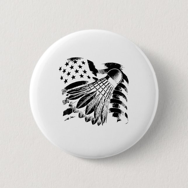 Badge Rond 5 Cm Evolution Badminton Player Shuttle Racket (Devant)