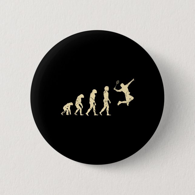 Badge Rond 5 Cm Evolution Badminton Player Shuttle Racket (Devant)