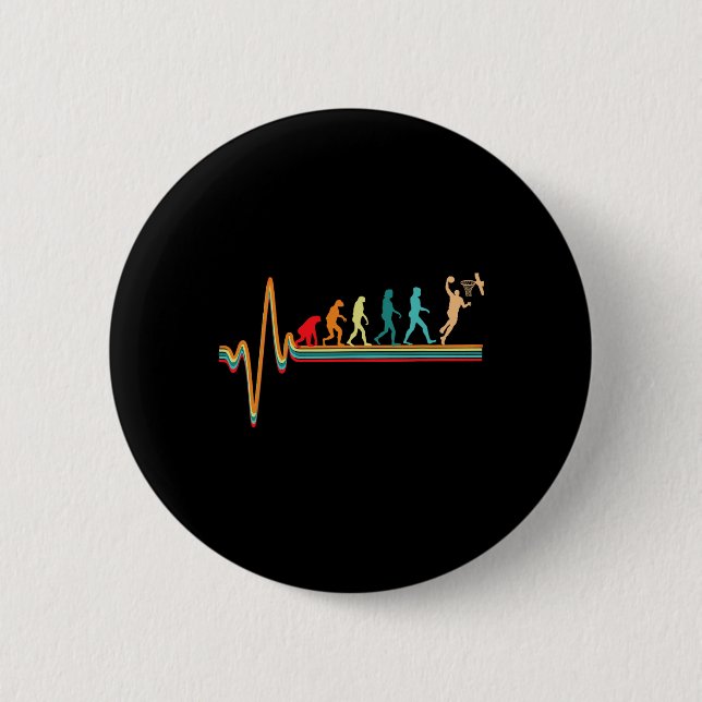 Badge Rond 5 Cm Evolution Basketball Jeu de bal Jeu Heartbeat (Devant)