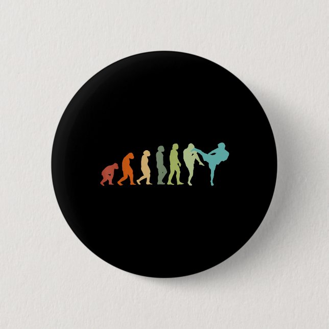 Badge Rond 5 Cm Évolution de karaté kung-fu kickboxer Muay Thai MM (Devant)