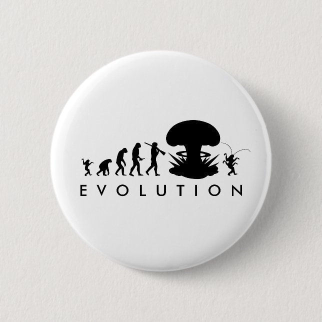 Badge Rond 5 Cm Évolution de l'Homme et du Cafard Tableau d'Évolut (Devant)